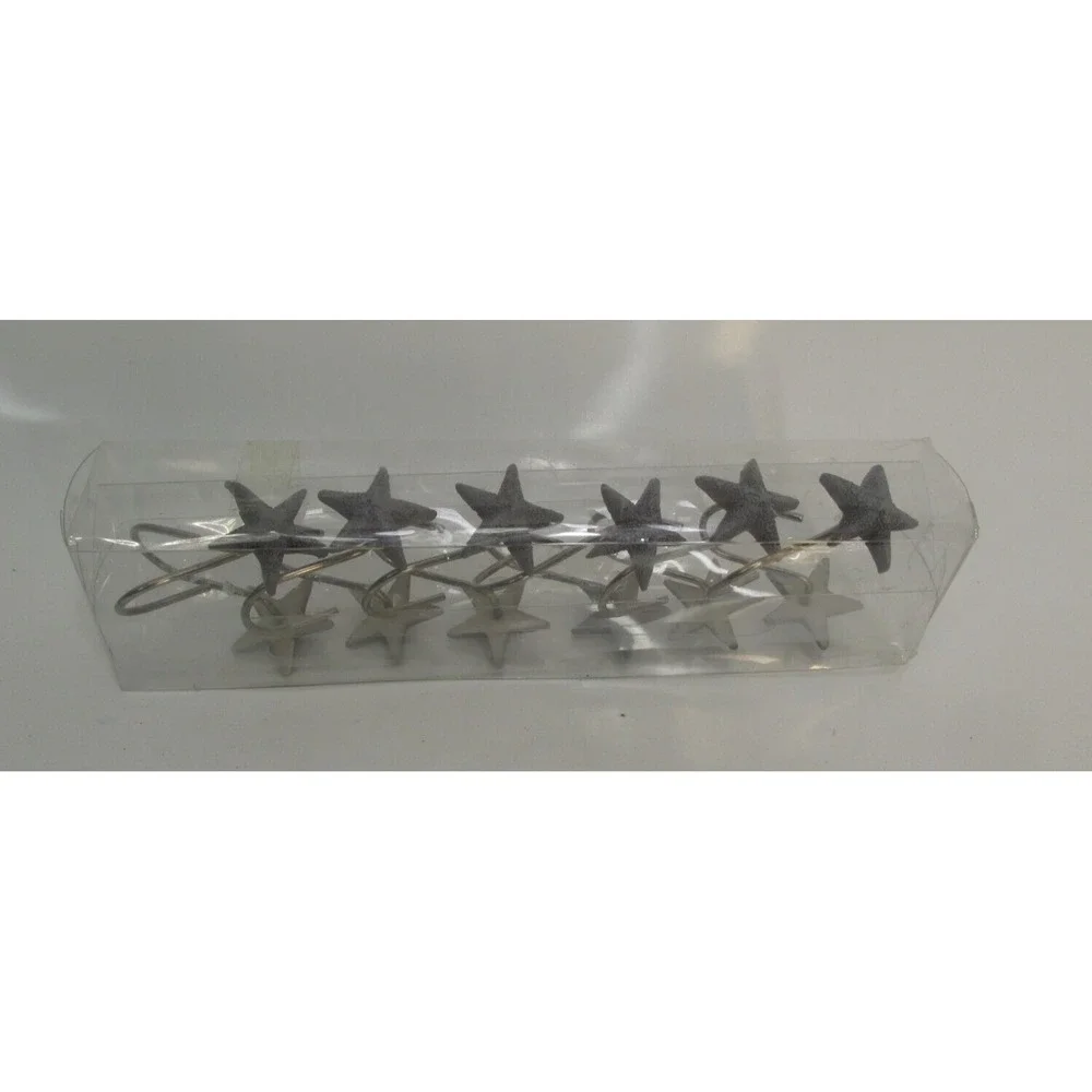 Starfish Star Shower Curtain Hooks Resin Collection 12pc New Gray Silver Texture